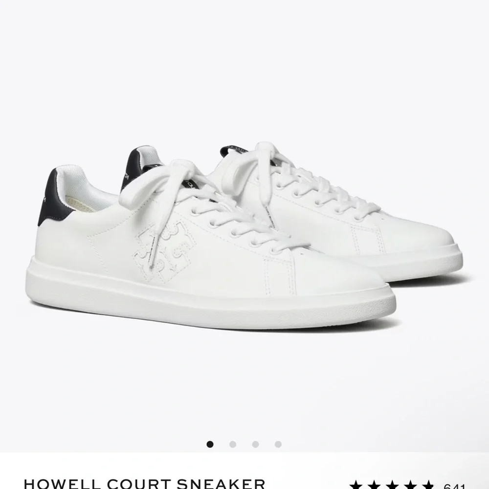 Tory Burch White and Navy Sneakers - Picture 1 of 3